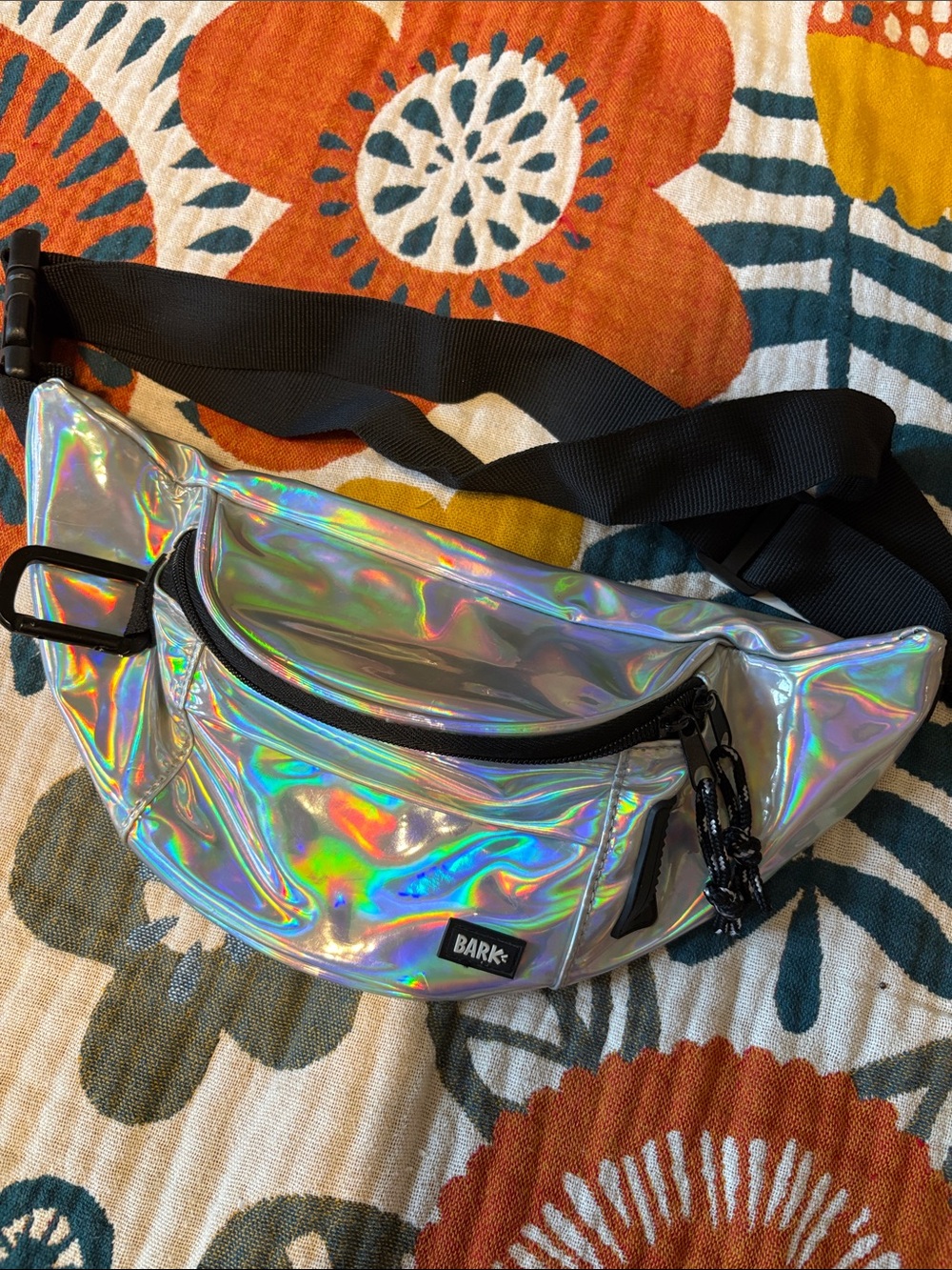 Bark Iridescent Holographic Waist Pack with Black Strap